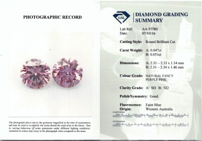 Pair Argyle Origin Pink Diamonds 0.09ct - 3