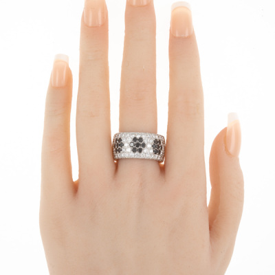 Black & White Diamond Dress Ring - 6