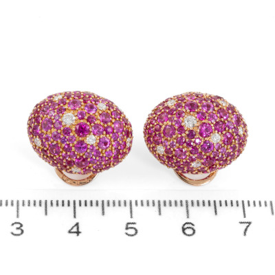 5.12cts Pink Sapphire & Diamond Earrings - 2