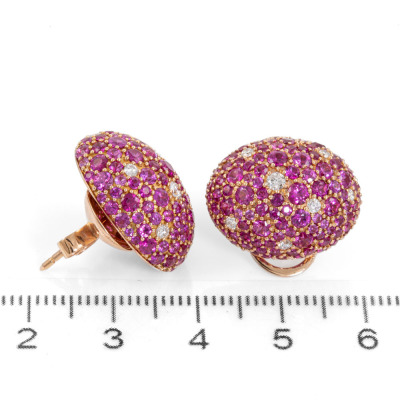 5.12cts Pink Sapphire & Diamond Earrings - 3