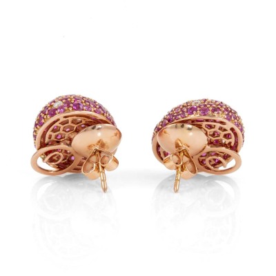 5.12cts Pink Sapphire & Diamond Earrings - 4