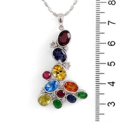 Mixed Gemstone & Diamond Pendant - 3