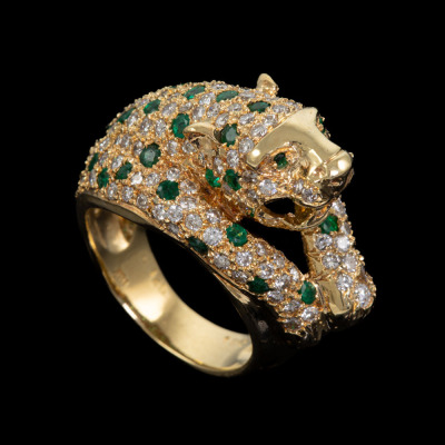 1.25ct Emerald and Diamond Panther Ring - 6