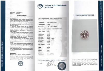 0.153ct Argyle Purplish Pink Diamond GSL - 4