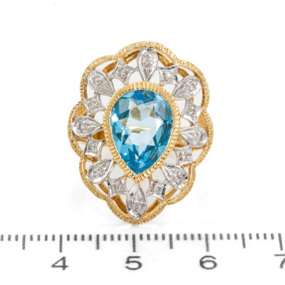 3.74ct Blue Topaz & Diamond Ring - 2