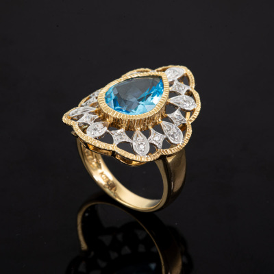 3.74ct Blue Topaz & Diamond Ring - 5