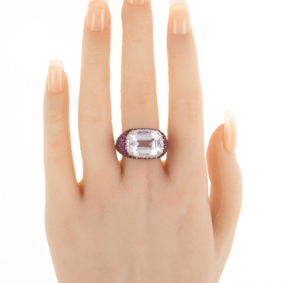 10.04ct Kunzite and Sapphire Ring - 6