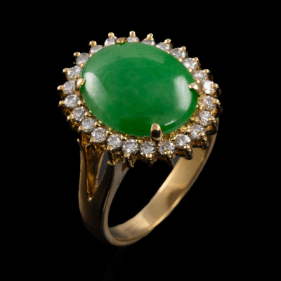 Jade and Diamond Ring - 5