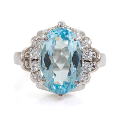 4.12ct Aquamarine & Diamond Ring