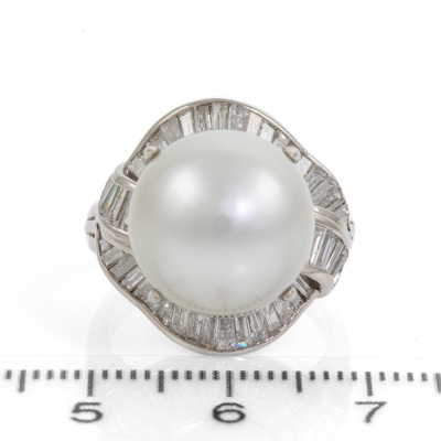 13.4mm South Sea Pearl & Diamond ring - 2
