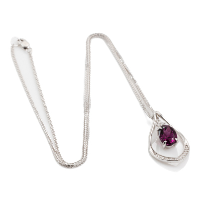 2.50ct Rhodolite and Diamond Pendant - 6