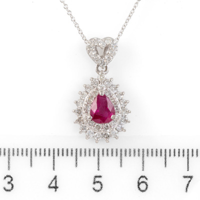 1.11ct Ruby and Diamond Pendant GIA - 2