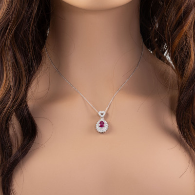 1.11ct Ruby and Diamond Pendant GIA - 7