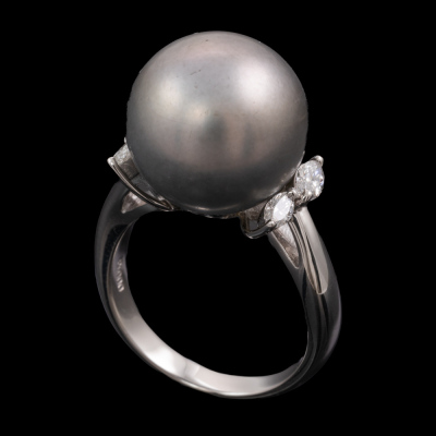 14.2mm Tahitian Pearl and Diamond Ring - 5