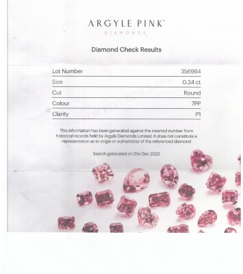 0.34ct 7PP Argyle Pink Diamond - 3