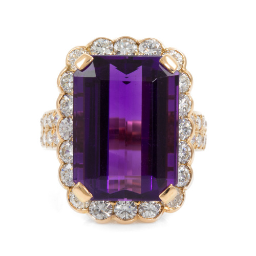 14.52ct Amethyst & Diamond Ring