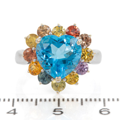 Topaz & Multi-Coloured Sapphire Ring - 2