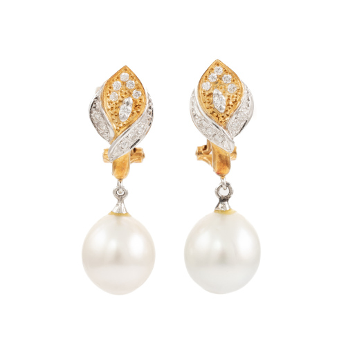 11.1mm South Sea Pearl & Diamond Earrings