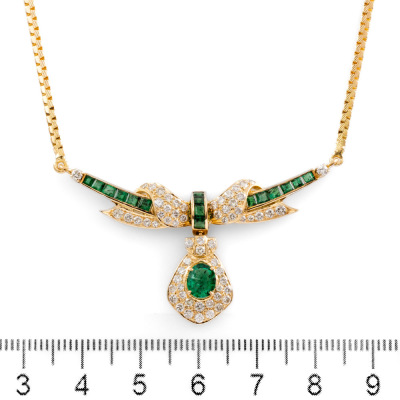 1.00ct Emerald and Diamond Necklace - 2