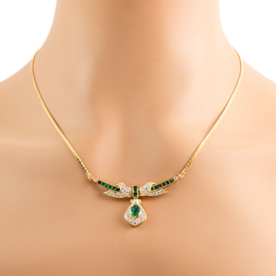 1.00ct Emerald and Diamond Necklace - 5