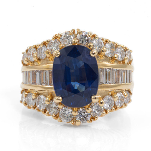 4.28ct Blue Sapphire and Diamond Ring