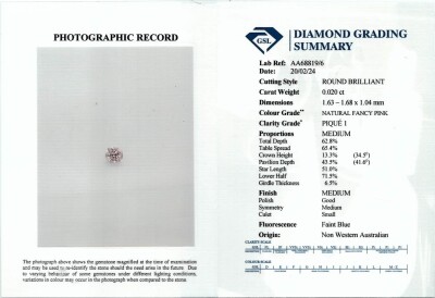 Pair of Fancy Pink Diamonds 0.04cts GSL - 3
