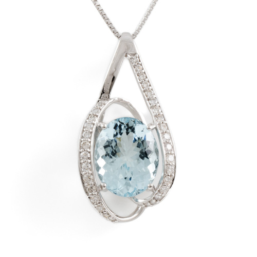 6.04ct Aquamarine and Diamond Pendant