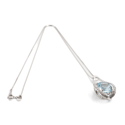 6.04ct Aquamarine and Diamond Pendant - 6