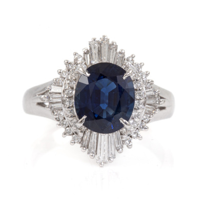 2.33ct Thai Sapphire & Diamond Ring GIA