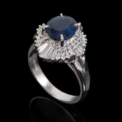 2.33ct Thai Sapphire & Diamond Ring GIA - 6