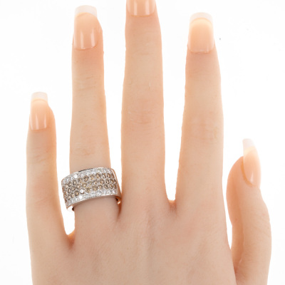 Champagne and White Diamond Ring - 6