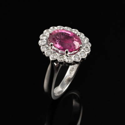 3.50ct Pink Tourmaline & Diamond Ring - 5