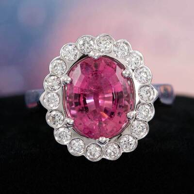 3.50ct Pink Tourmaline & Diamond Ring - 7