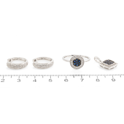 Blue Sapphire & Diamond Three piece Set - 2