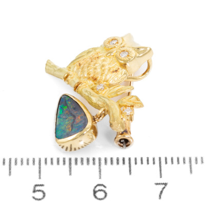 1.80ct Boulder Opal & Diamond Brooch - 3