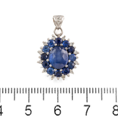 Blue Sapphire and Diamond Pendant - 2