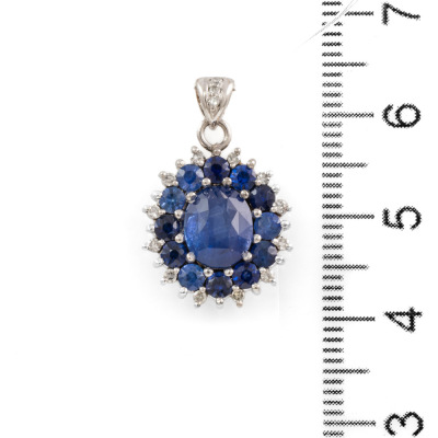 Blue Sapphire and Diamond Pendant - 3