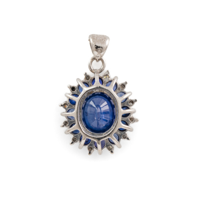 Blue Sapphire and Diamond Pendant - 5