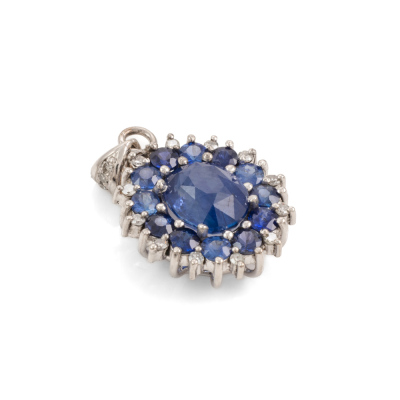 Blue Sapphire and Diamond Pendant - 6
