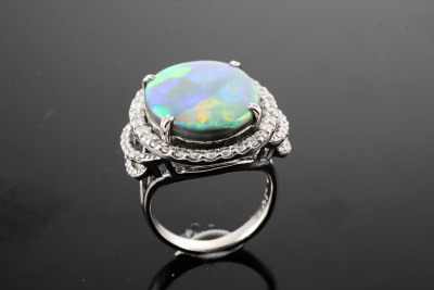 9.64ct Solid Black Opal and Diamond Ring - 8