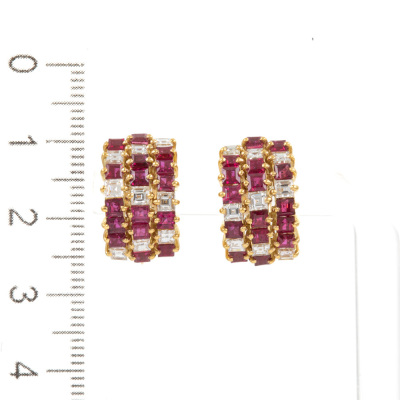 3.20ct Ruby & Diamond Earrings - 2