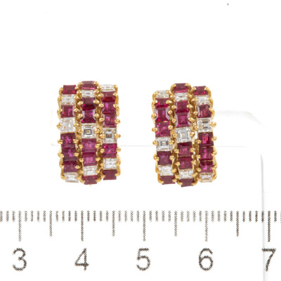 3.20ct Ruby & Diamond Earrings - 3