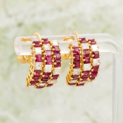 3.20ct Ruby & Diamond Earrings - 6