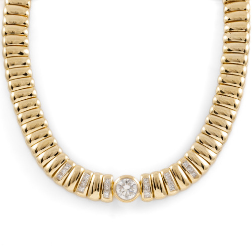 3.04ct Centre Diamond Gold Necklace 147.4g
