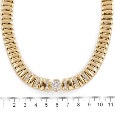 3.04ct Centre Diamond Gold Necklace 147.4g - 2