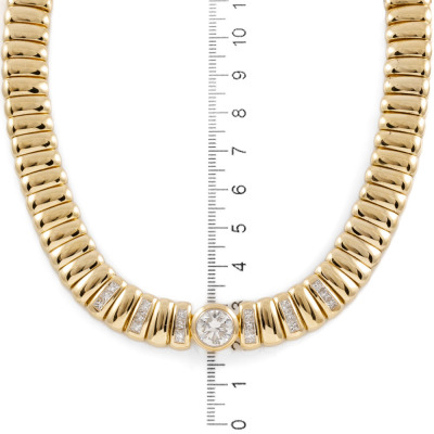 3.04ct Centre Diamond Gold Necklace 147.4g - 3