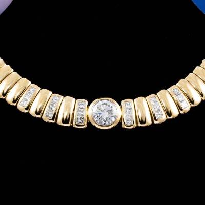 3.04ct Centre Diamond Gold Necklace 147.4g - 8