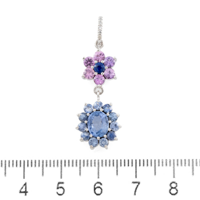 Unheated Sapphire & Diamond Pendant - 2