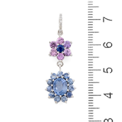 Unheated Sapphire & Diamond Pendant - 3