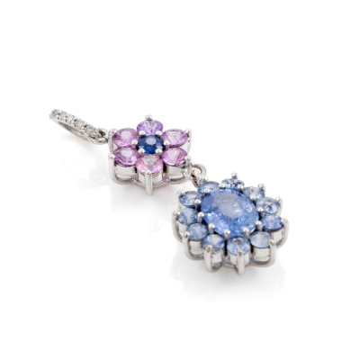 Unheated Sapphire & Diamond Pendant - 6